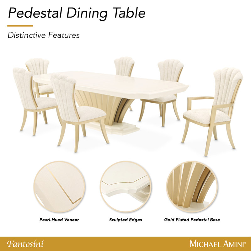 Fantosini Pedestal Dining Table - Creamy Pearl
