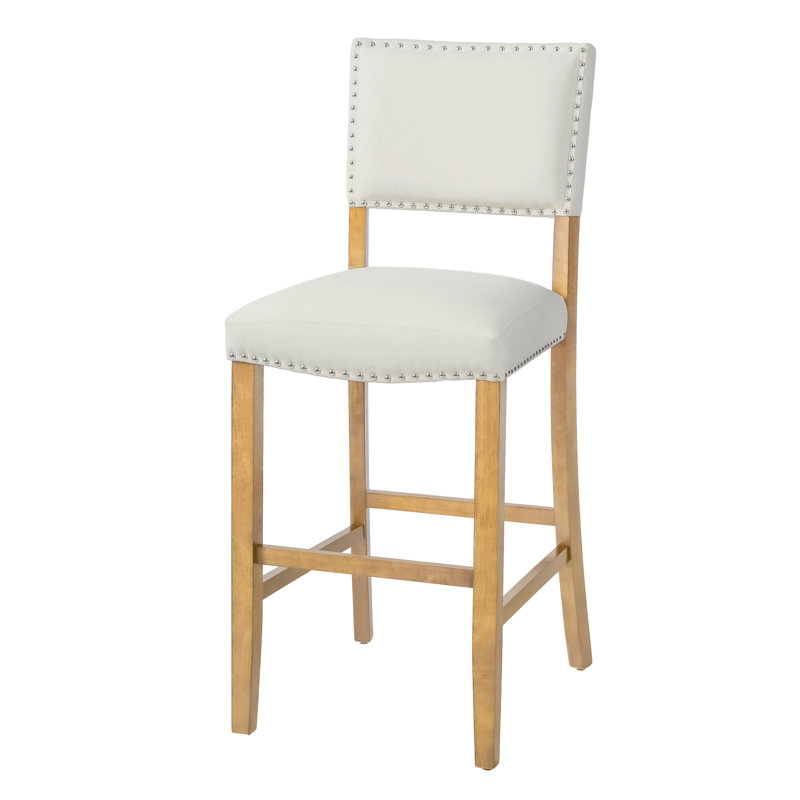 Tewksbury 30.5" Bar Stool, White Polyester, Natural