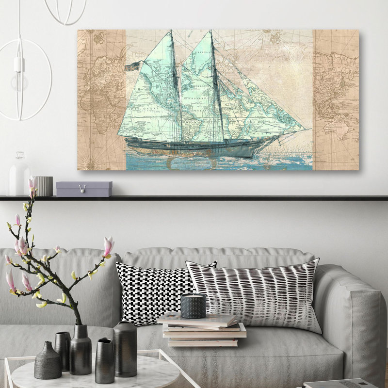 Sailing To The Seas by Joannoo - Wrapped Canvas Print, 50cm H x 100cm W x 4cm D