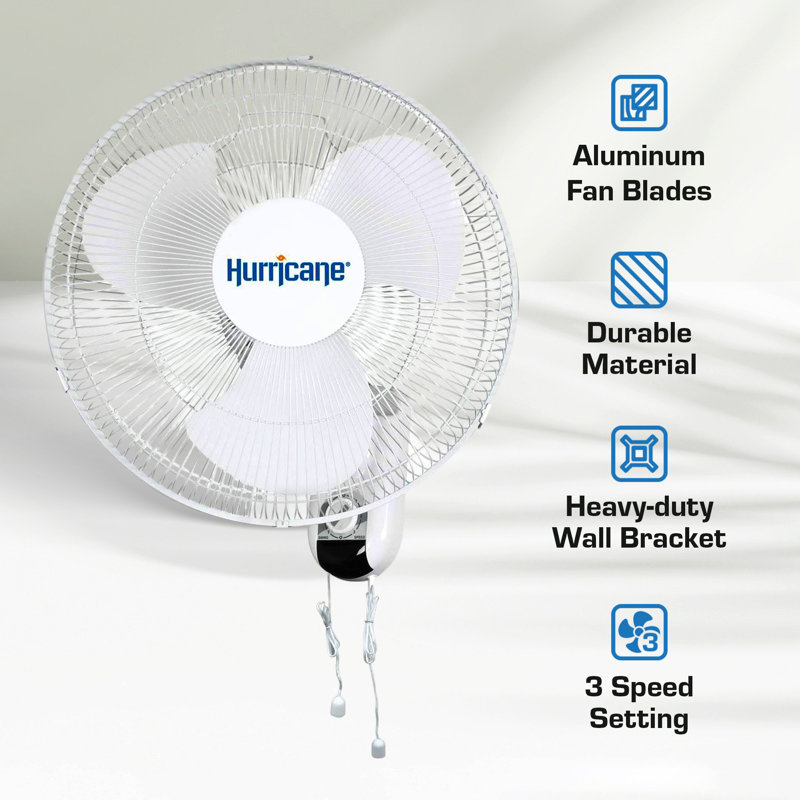 Hurricane 22.1'' Oscillating Wall Mounted Fan Fan