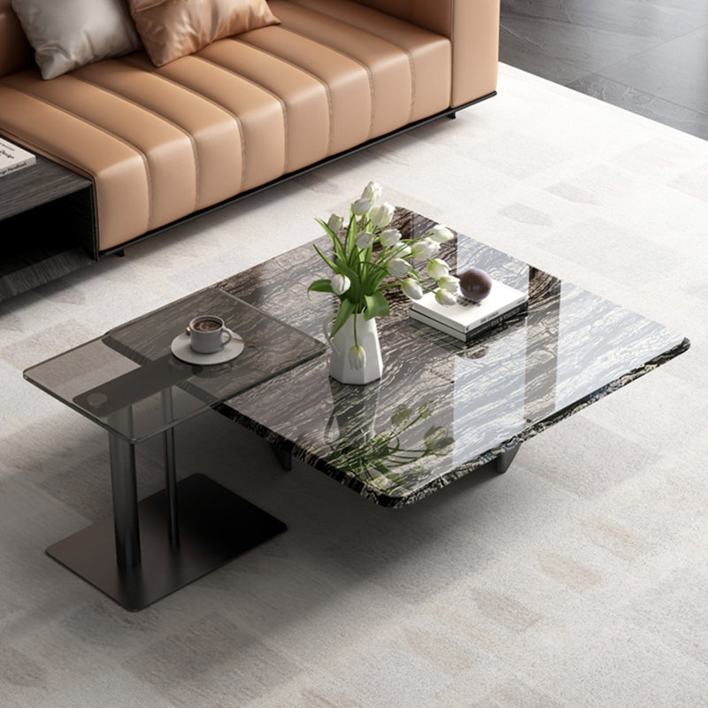Table basse carrée en marbre clair