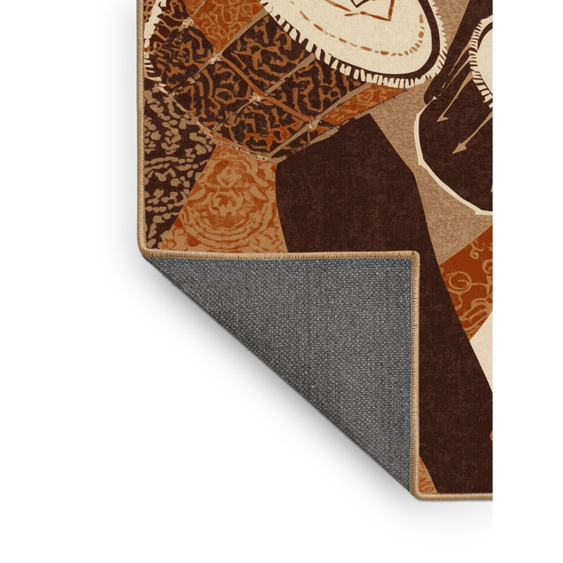 Soft Plush Forbell Parade Drummers Global Inspired Moroccan Area Rug in Brown – LightBrown Binding, 7x10