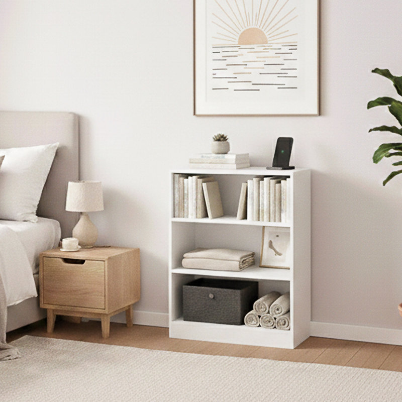 142cm H x 60cm W Standard Bookcase, (3 Shelves) 75cm H x 60cm W x 24cm D, White