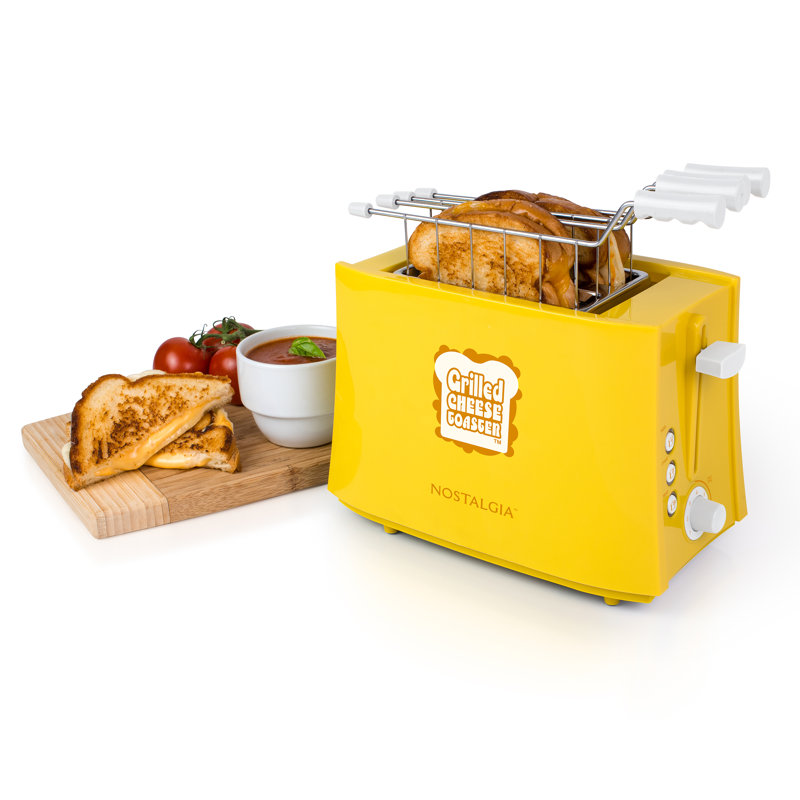 Nostalgia NTCS2YW Grilled Cheese Toaster with Easy-Clean Toaster Baskets and Adjustable Toasting Dial
