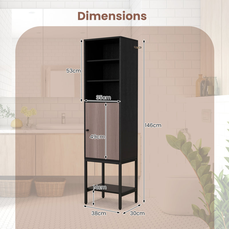 Sidny Freestanding Bathroom Cabinet, Black