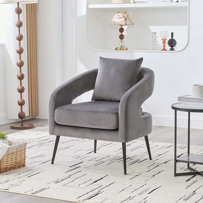 Chaise d'appoint rembourrée en velours, Beige