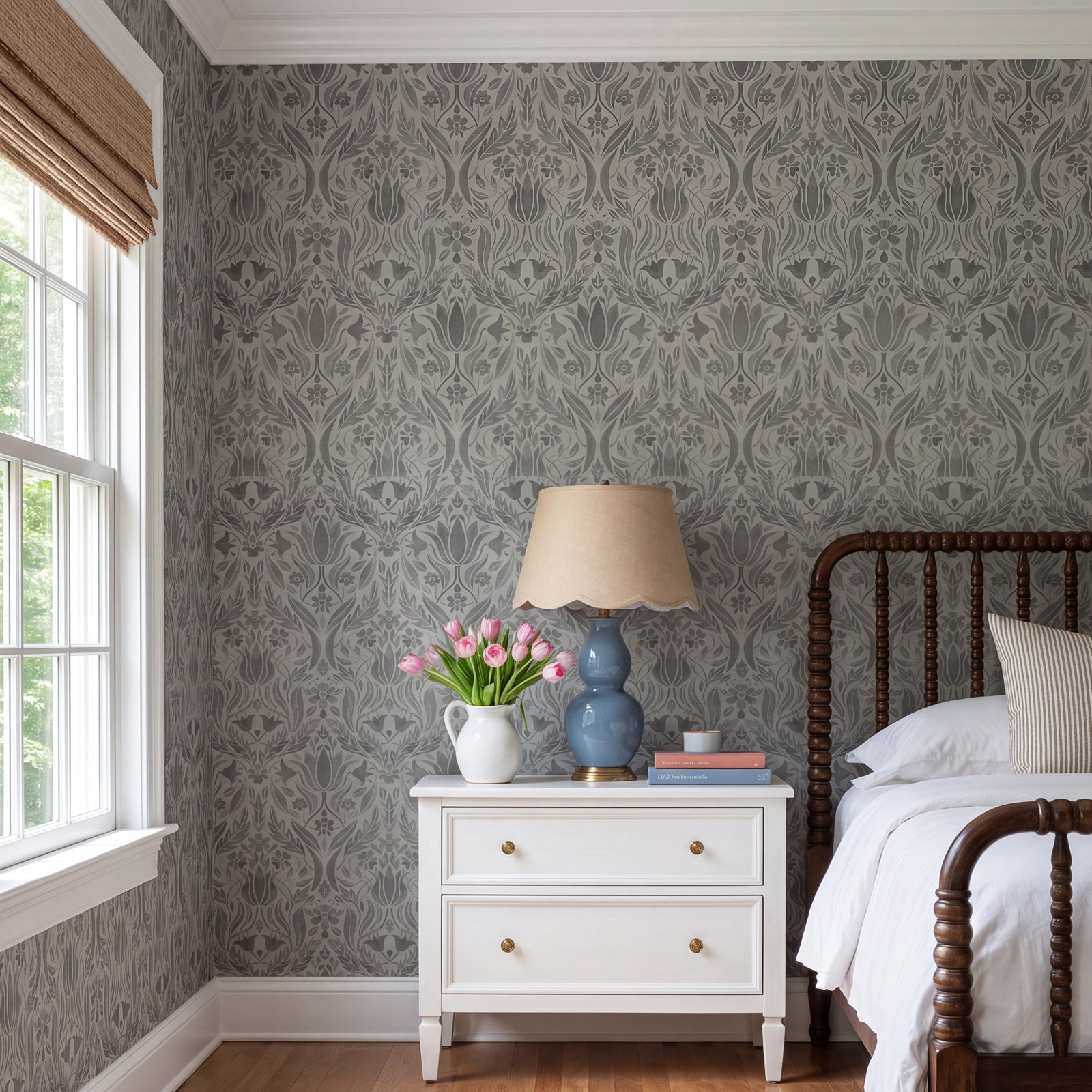 Galerie Wallcoverings Blomstermåla Wallpaper Roll, Gray