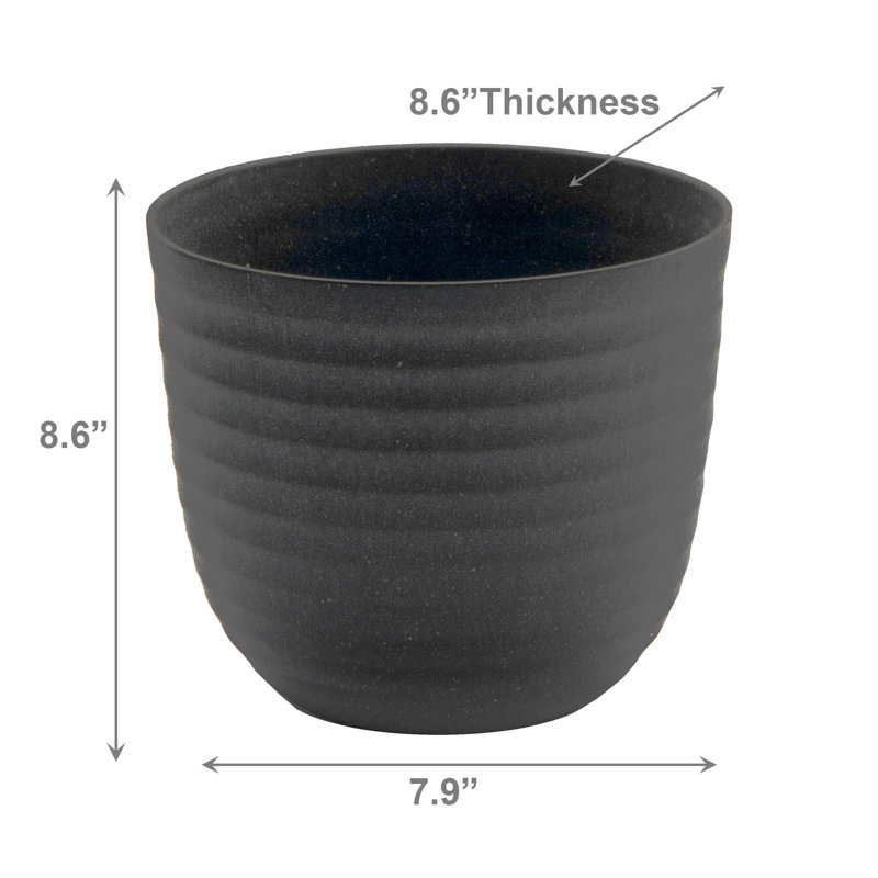 8.6" Matera Round Planter Eco-Friendly Charcoal - Set Of 2, Charcoal