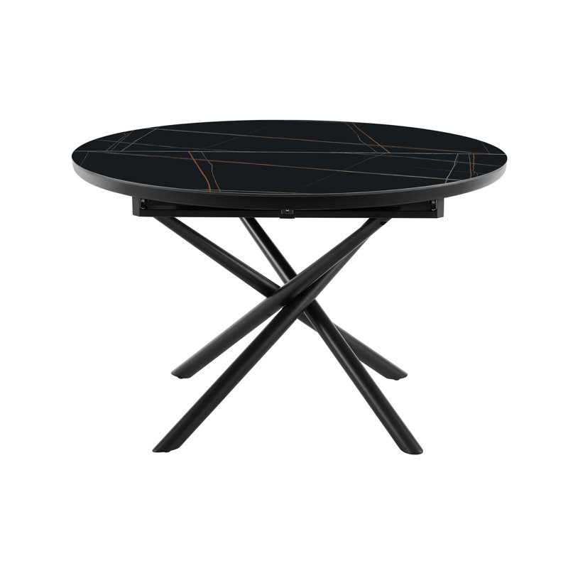 Godalming Extendable Metal Base Dining Table, Black