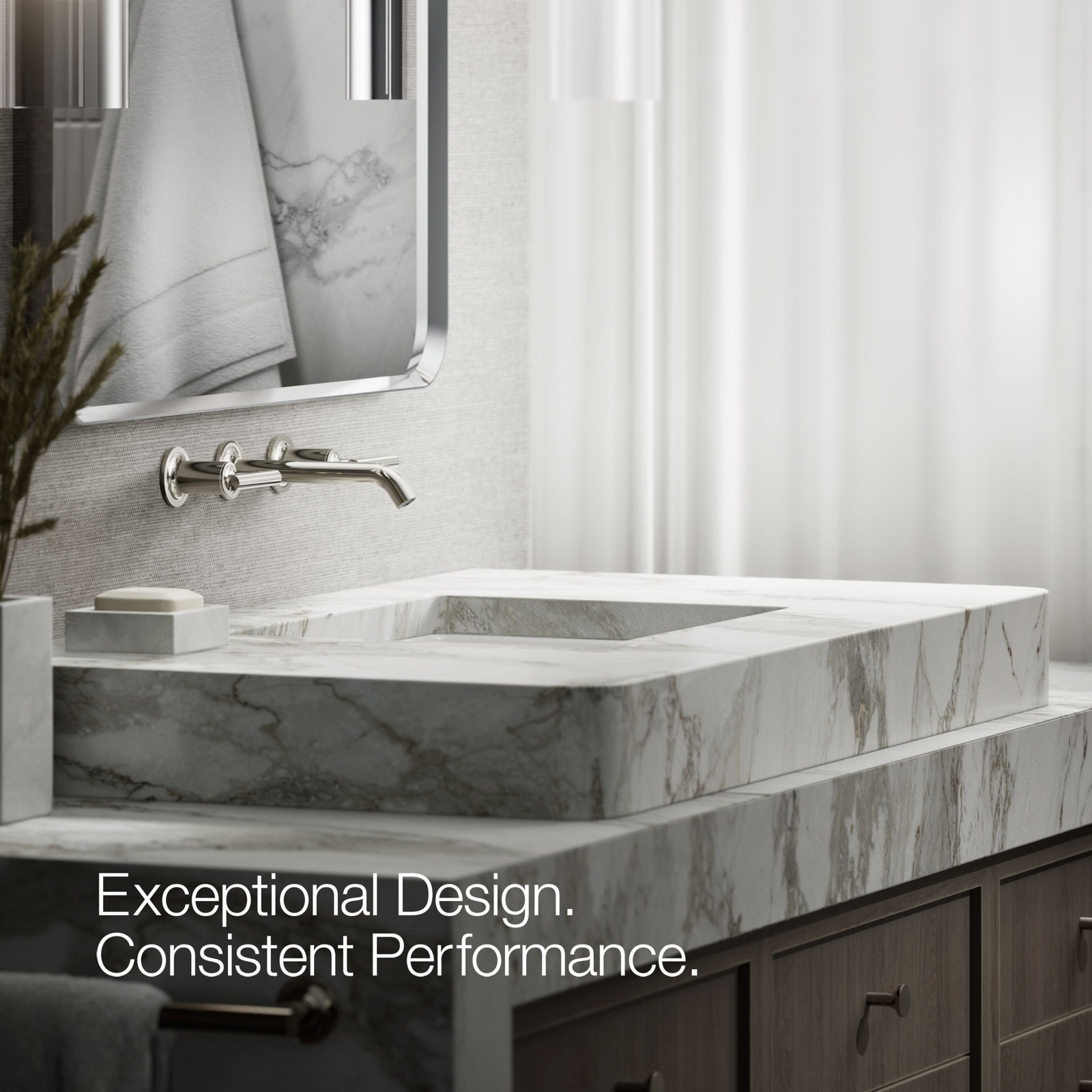 Purist Wall-Mounted Bathroom Faucet, Vibrant Polished Nickel, Lever Handle