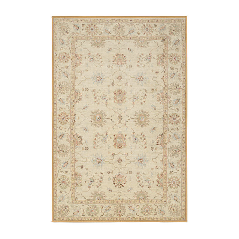 Tapis décoratif beige à motif oriental Dwayne, Rectangle 8 pi x 12 pi