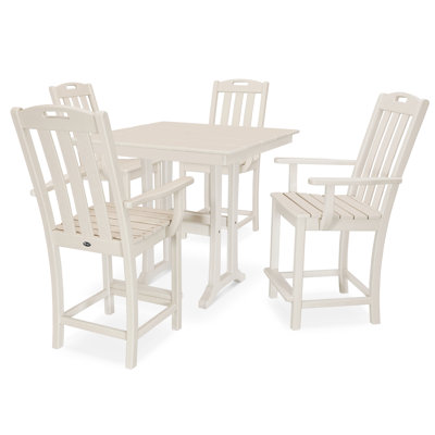 TREX Outdoors Yacht Club 5-Piece Farmhouse Trestle Arm Chair Counter Set