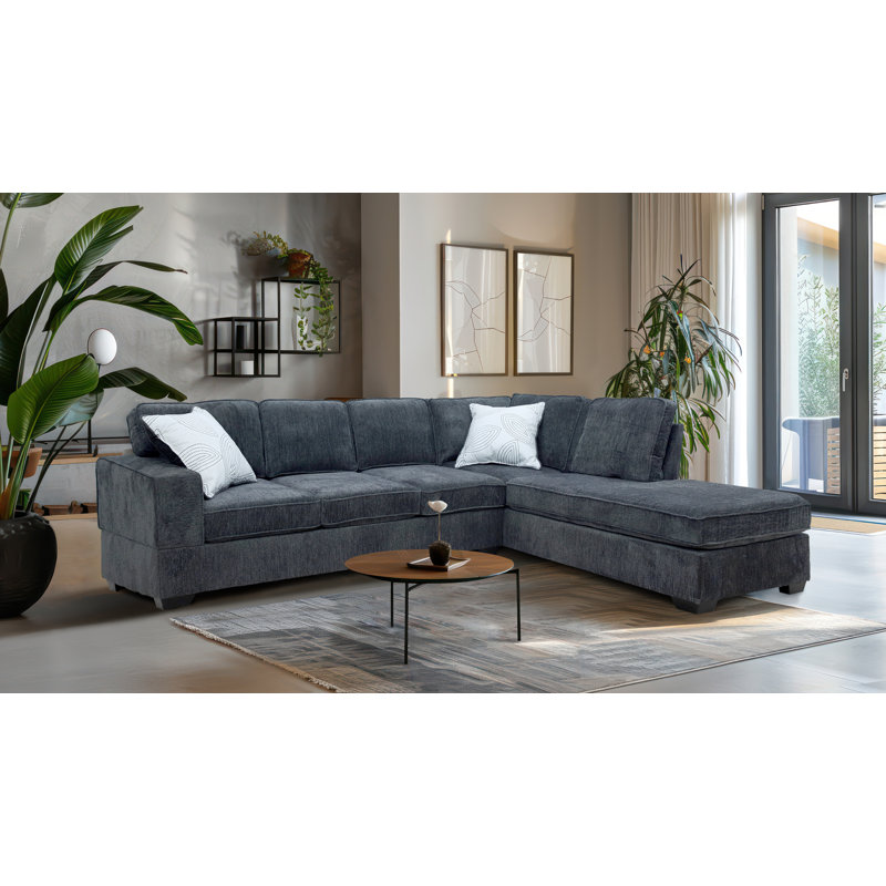 Canapé modulaire réversible en chenille Parkey, Gris chenille