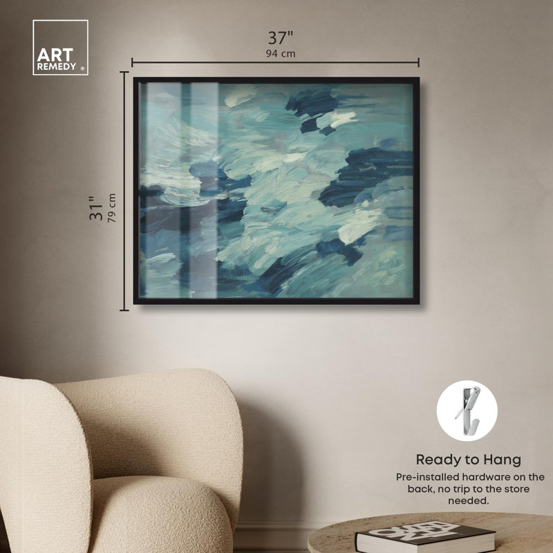 «Unrily Sea I», reproduction d'art moderne par Art Remedy, H 31 po x l 37 po, Noir