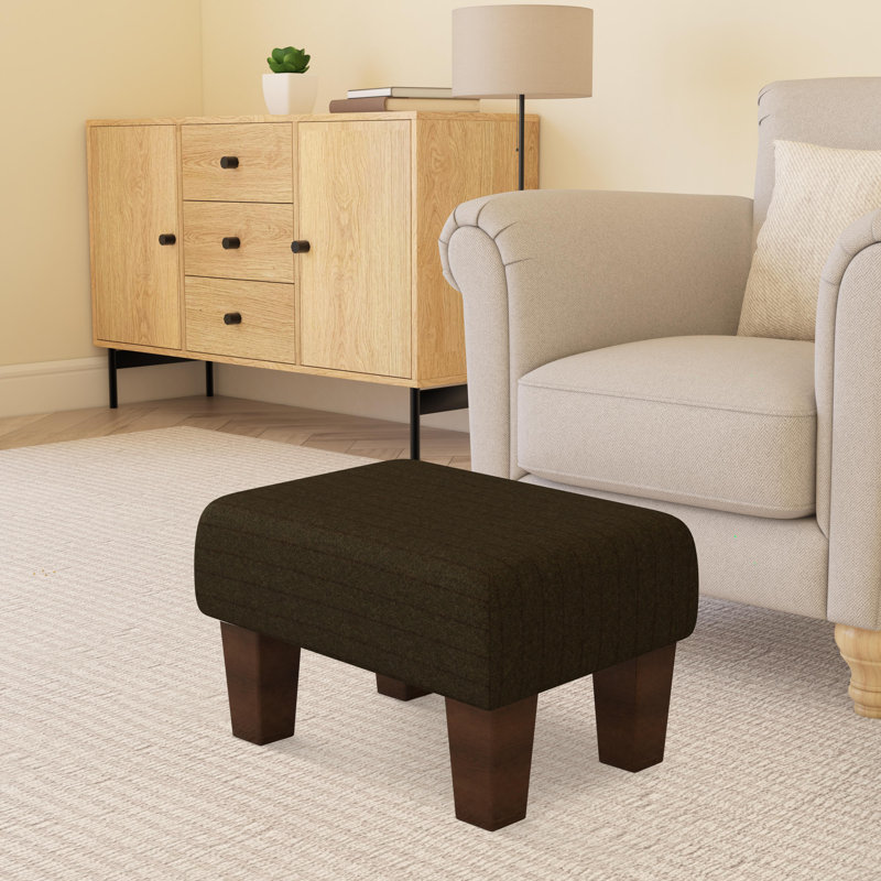 Autryville Wood Contemporary Leg - Pinstripe Wool, Cyprus Green, Mahogany