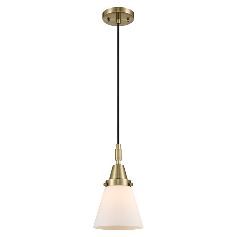 Downtown Urban - Cône Caden - Mini-luminaire suspendu à cordon 1 lumière - Abat-jour, H 129,88 po x l 6,25 po x P 6,25 po