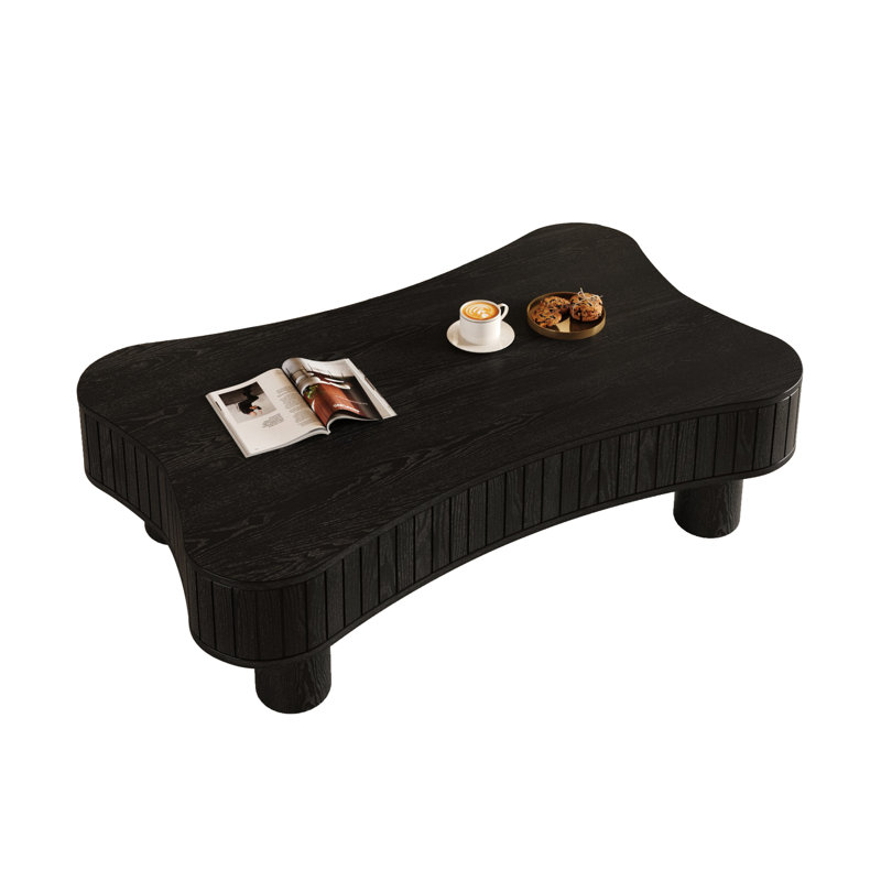 Table basse à plateau relevable de 42 po pour la zone de vie principale, rangement dissimulé à panneau cannelé, réglage hydraulique de la hauteur, coins arrondis, fonction en noir avec fonction silencieuse, 3 espaces de rangement, courbé