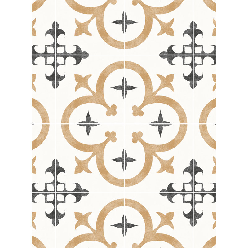 Carreau de papier peint auto-adhésif Clouse Flower, Moutarde, L 18 pi x l 2 pi
