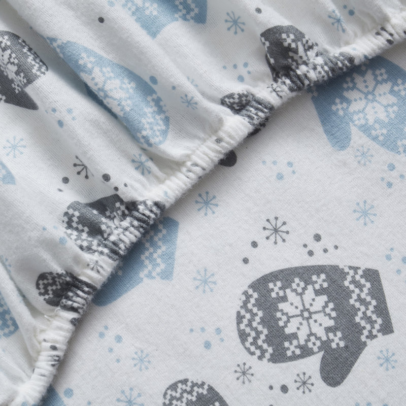 100% Cotton Guest Room Sheet Set Case Pack, Twin Sheet Set + Fitted Sheet + Pillowcase, Blue, Mittens