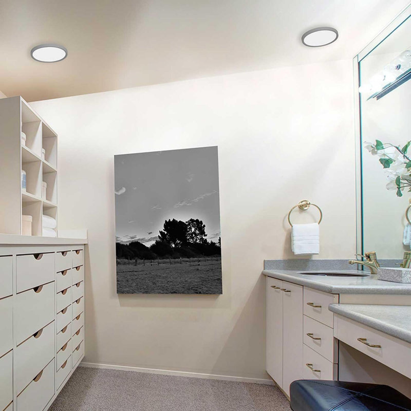 Plafonnier encastré à 1 lumière Akifa, Noir, H 0,67 po x l 5,31 po x P 5,31 po