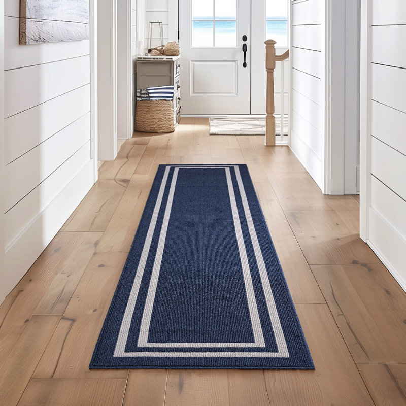 Nautica Double Line Machine Washable All Loop Tufted Rugs 1-Piece, Rectangle 2'6" x 10'