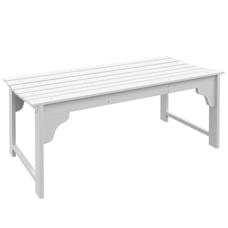 Banc de jardin en bois, banc de parc extérieur avec siège à lattes, banc de véranda sans dossier avec siège incurvé pour véranda, jardin, bord de piscine, terrasse, blanc