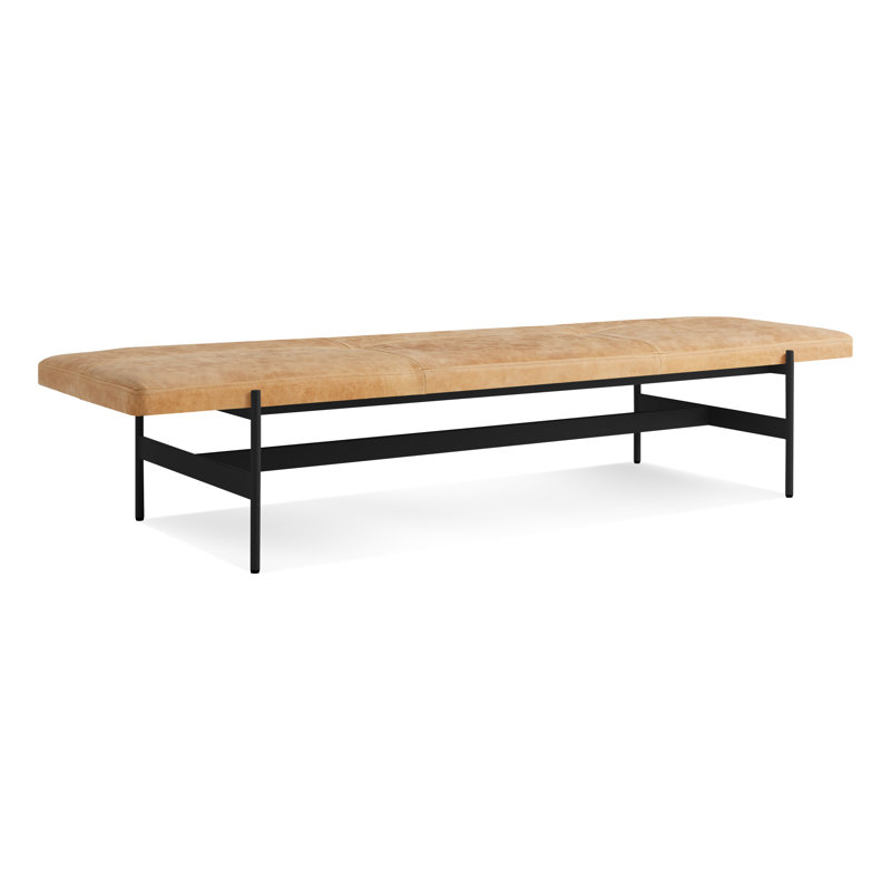 Daybench Genuine Leather Upholstered Bench, Oblivion, Camel Genuine Leather, 14" H x 75" W x 24" D
