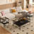 Coffee Table and End tables Set of 3, Tempered Glass Table with MDF layer, Modern Tables for Living Room , Gray Glass-1589476492