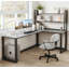 L-Shaped Sintered Stone Tabletop Desk with Shelf-662087063