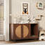 Armoire pour chat Mid-Century moderne avec portes en rotin et patin à griffer-475631324
