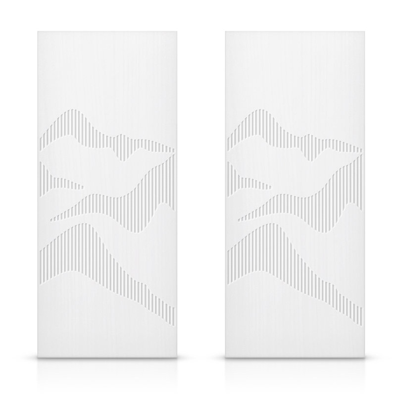 Portes de placard à panneaux et en bois, Blanc, 72 po x 84 po