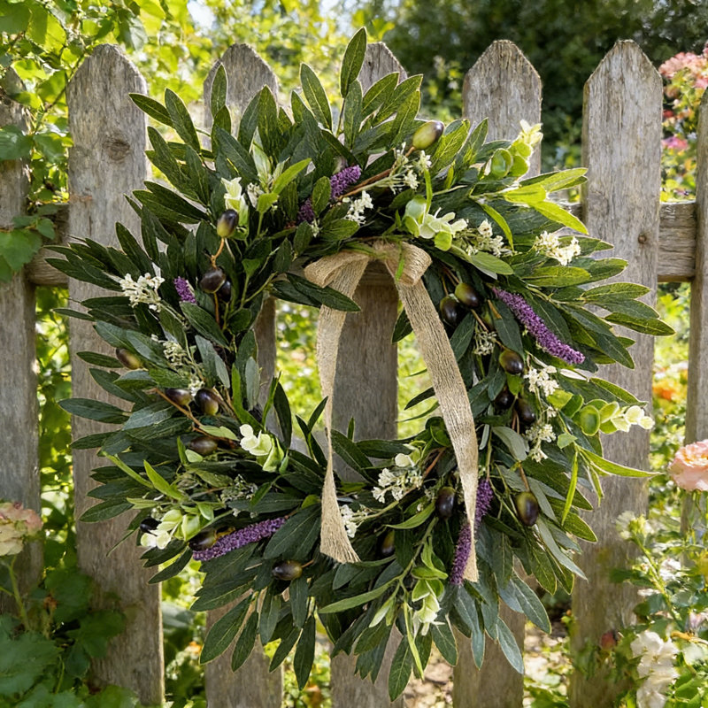 Couronne artificielle 19,68 "printemps été avec baies et lavande