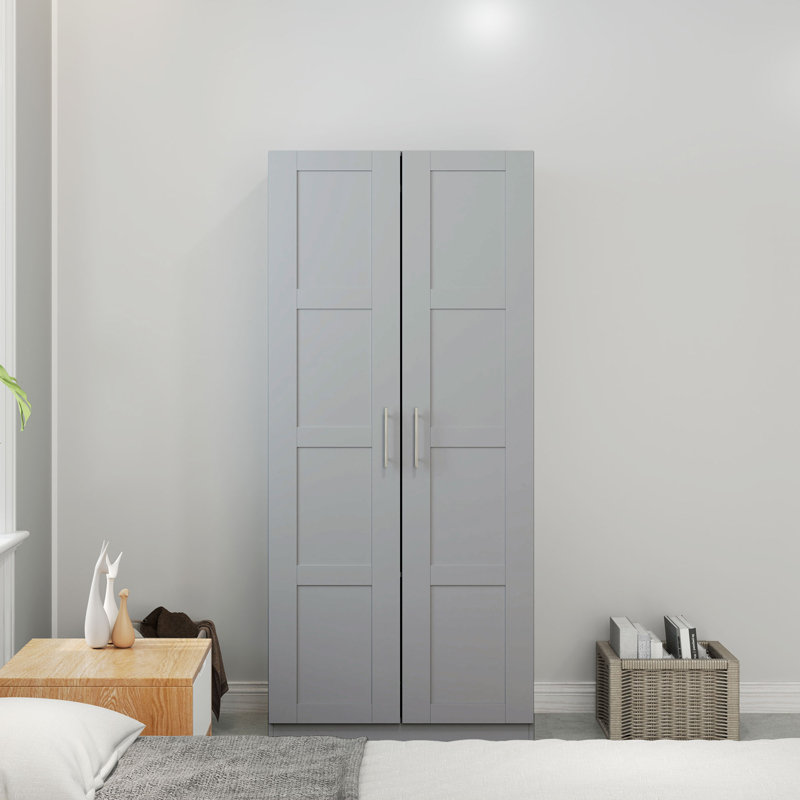 Audriena 2 Door Manufactured Wood Wardrobe, Grey
