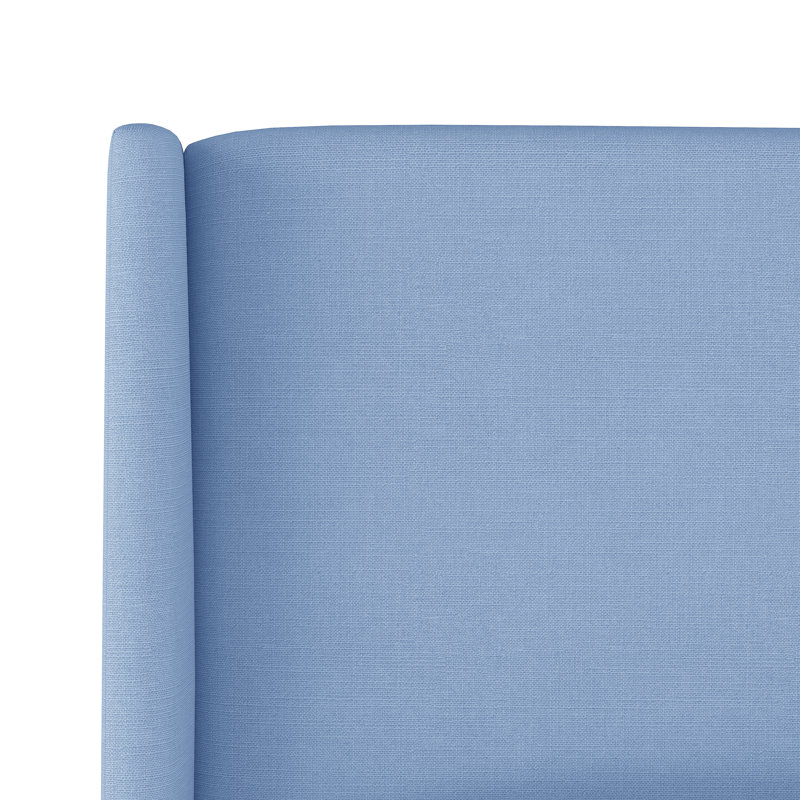 Tilly Upholstered Low Profile Platform Bed, King, Classic Denim Linen