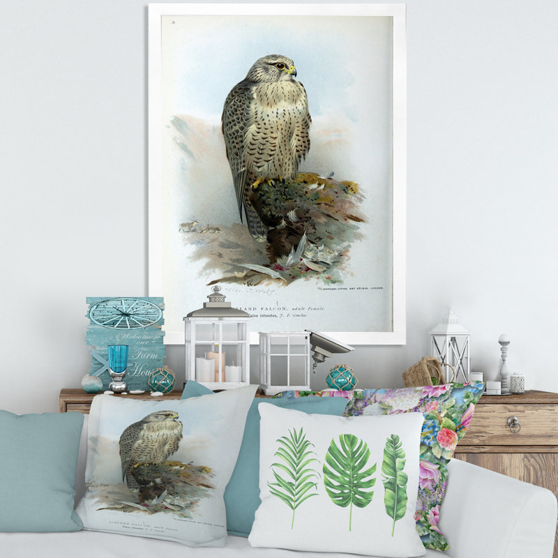 Vie d'oiseau rétro V - peinture sur toile, Cadre photo blanc, H 32 po x l 16 po x P 1 po
