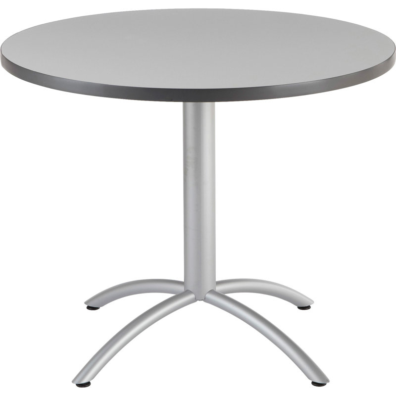 Aleksandras Round Metal Base Dining Table, 30"H x 36"L x 36"W, Gray/Gray