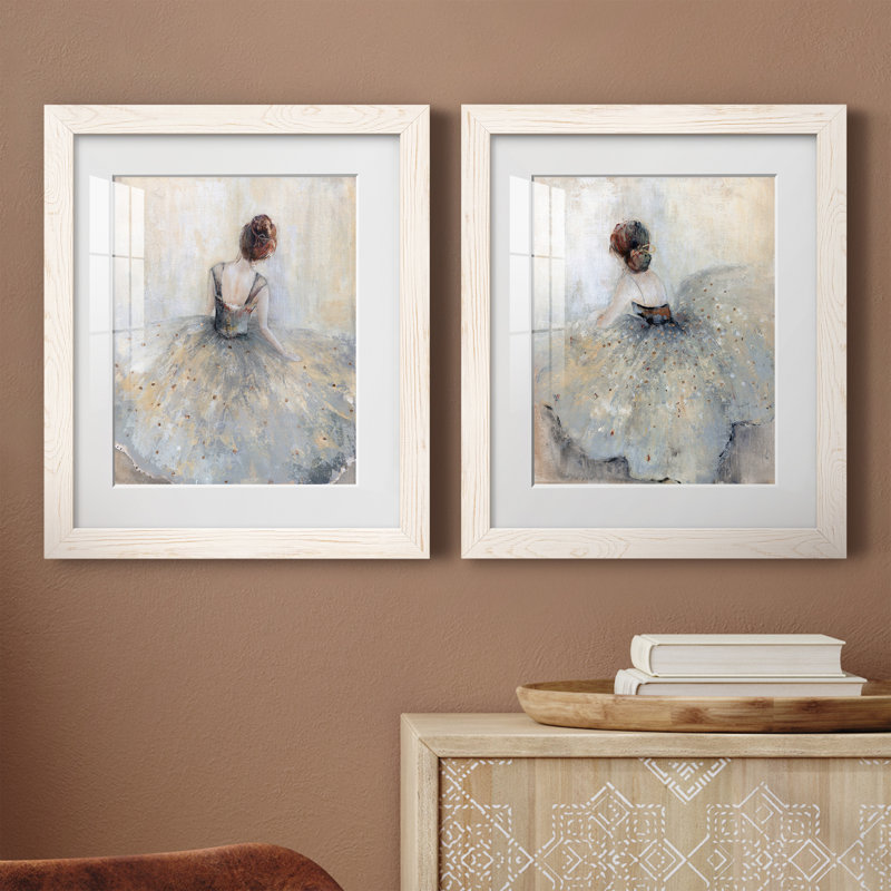 Beautiful Contemplation - ensemble de 2 peintures, H 20 po x l 34 po x P 1,5 po, Papier encadré blanc