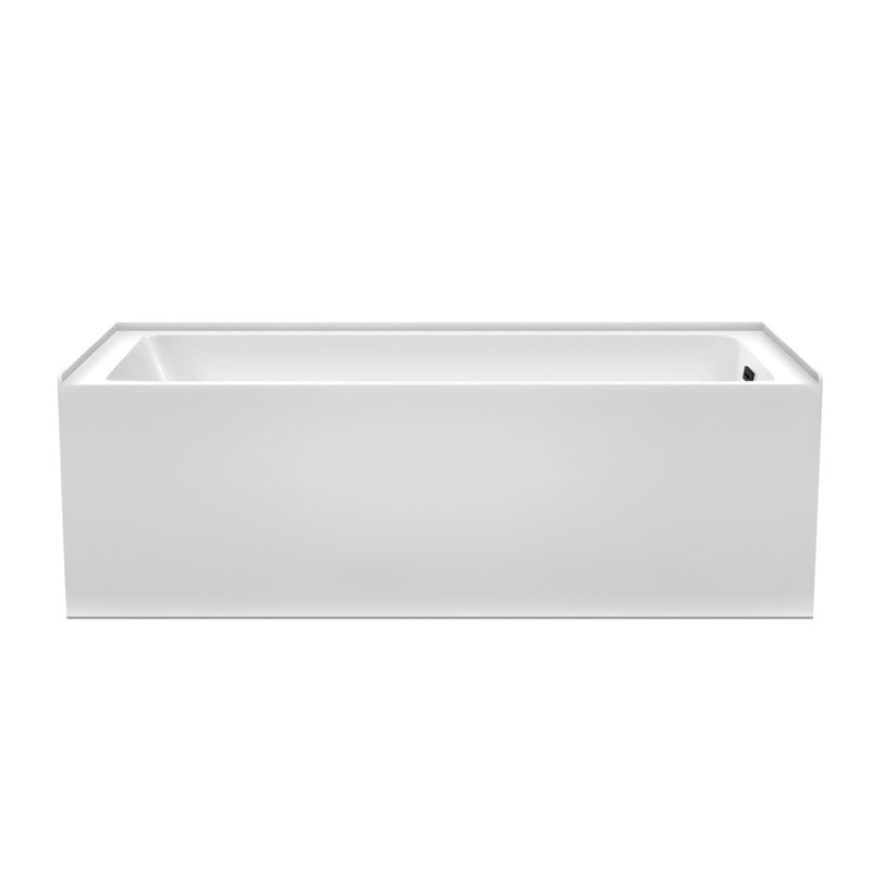 Grayley 66'' x 30'' Soaking Acrylic Bathtub, Matte Black, Right