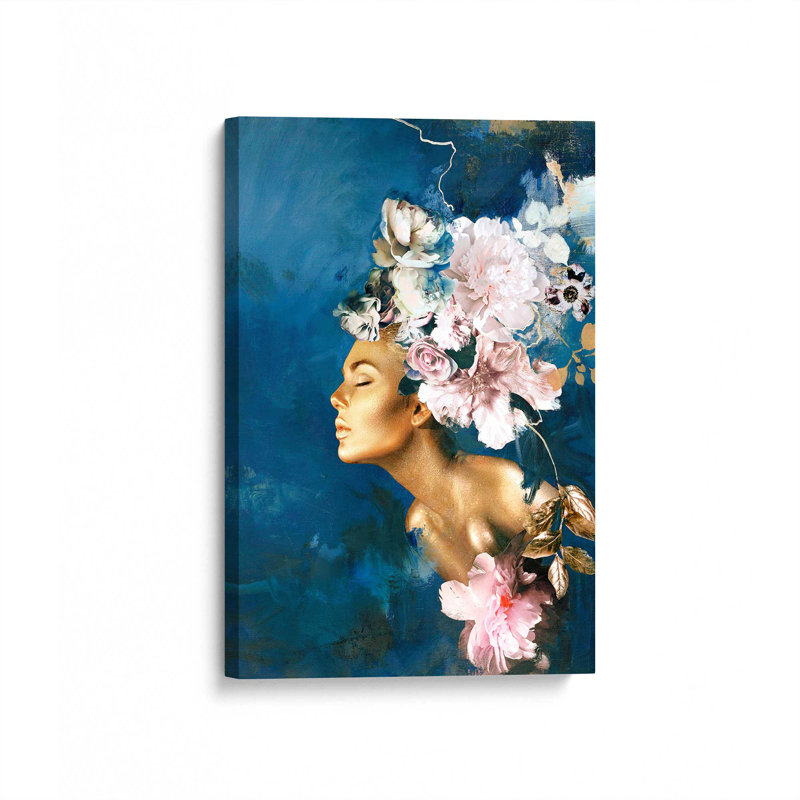 Golden Muse In Bloom, Framed Wrapped Canvas, Does Not Apply, 18" H x 12" W