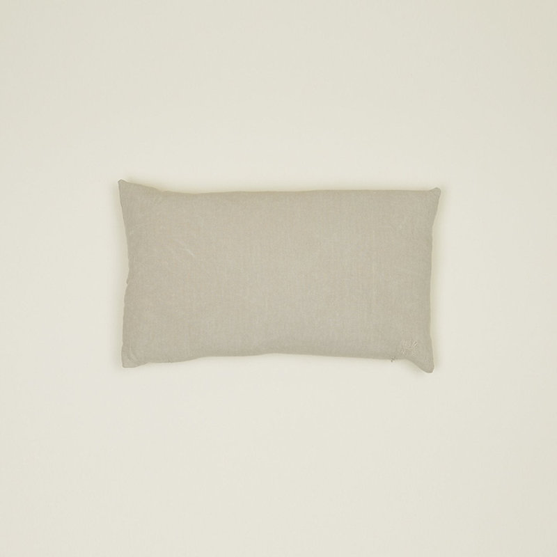 Simple Embroidered Linen Throw Pillow, Flax