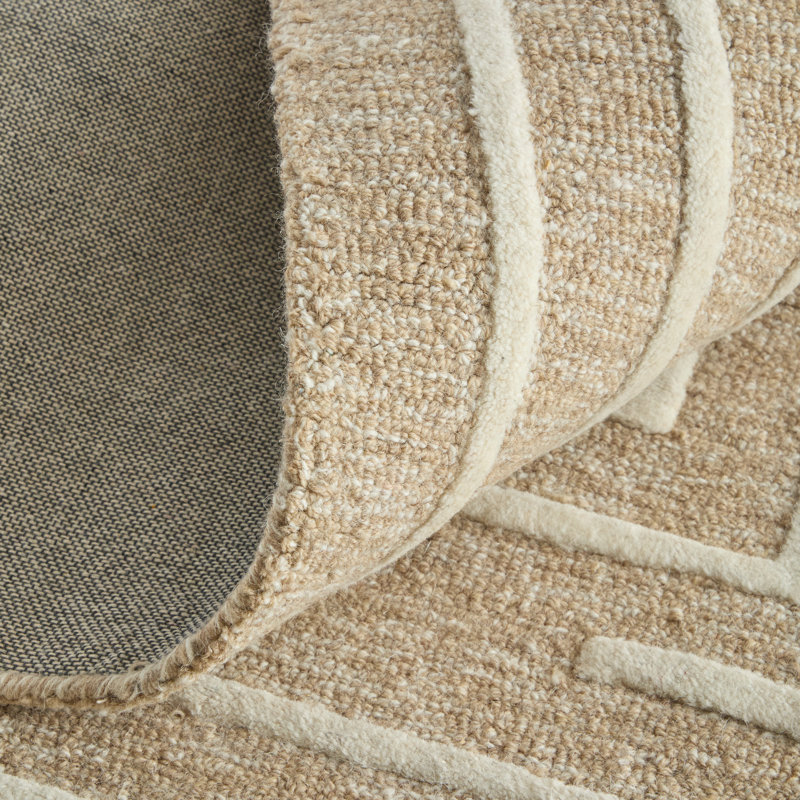 Fenner Transitional Geometric, Taupe/Ivory Area Rug, Rectangle 8' x 10'