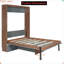 Lit escamotable double moderne avec bureau pliable moderne - Solution compacte en noyer et blanc-797191652