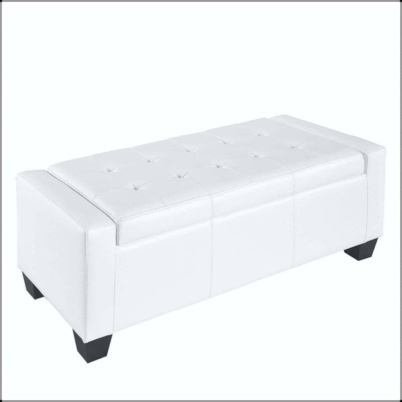 Banc de rangement rectangulaire en similicuir