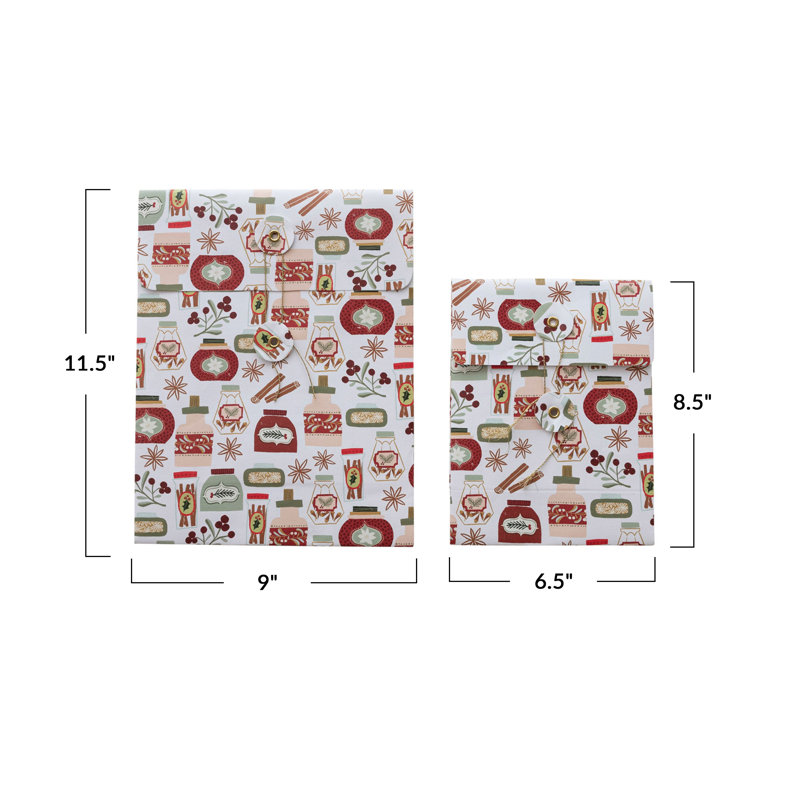 Printed Paper Gift Bags with Holiday Patterns