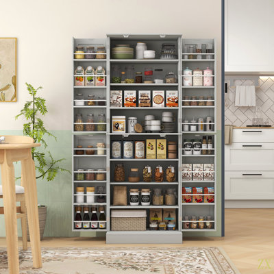 Armoire de cuisine 65 po, armoire de rangement moderne avec portes et tablettes, armoire autoportante pour la salle à manger