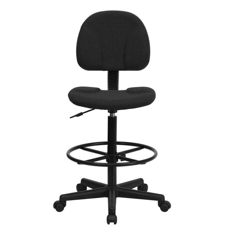 Fabric Drafting Chair with Adjustable Cylinders, Black, Not Included