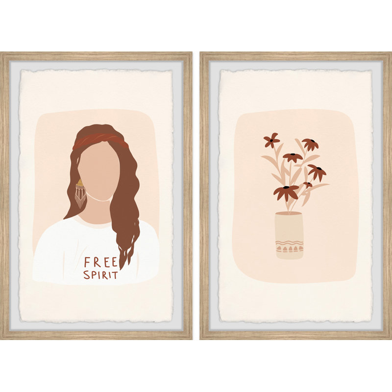 Free Spirit by Marmont Hill - 2 Piece Single Picture Frame Print Set, 61cm H x 41cm W x 3.81cm D