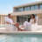 Assemble-Free Outdoor Side Table,Quick Assembly Pool Club Chair,Waterproof Plastic Pool End Table with 2 Cup Holders and 1 Tablet Holder, Essential for Outdoor Relaxation