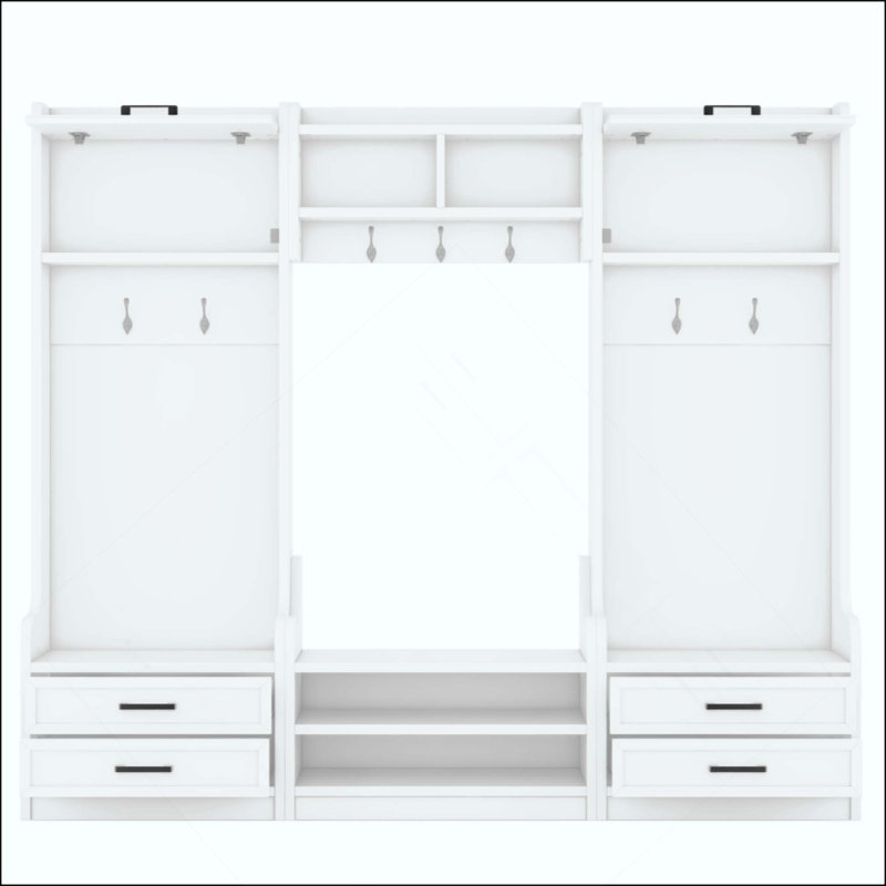 4-In-1 Detachable Hall Tree With Storage And 7 Hooks, Multiple Functions Hallway Coat Rack With Storage Drawers And Cabinet, Shoe Bench For Entryway Hallway