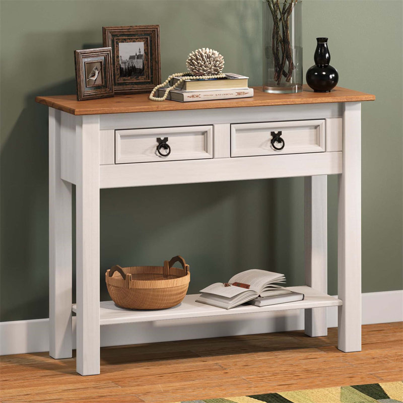 Annam Solid Wood Console Table, 73cm H x 88cm W x 32cm D, White